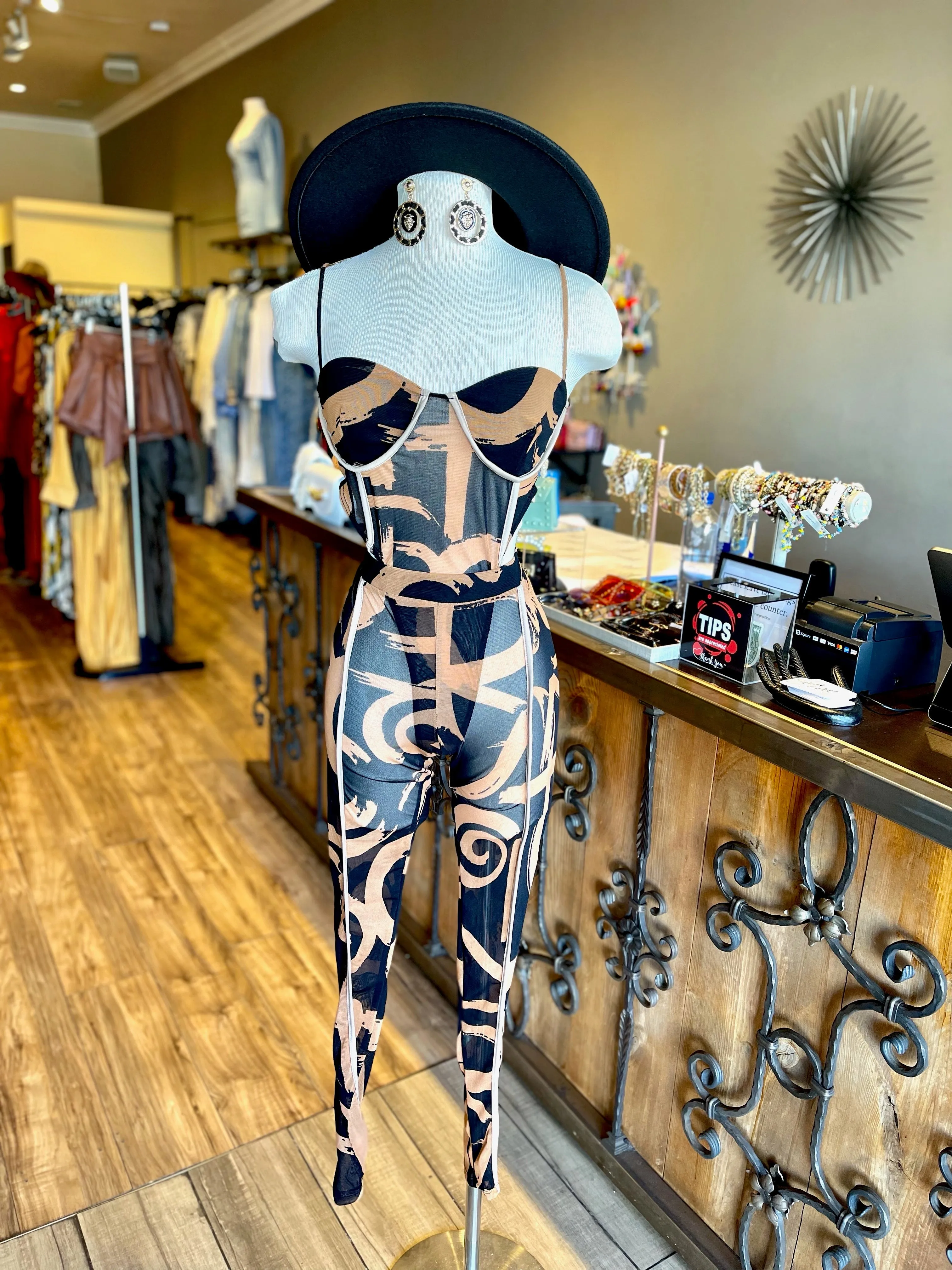 Mesh Bodysuit W Pants Set