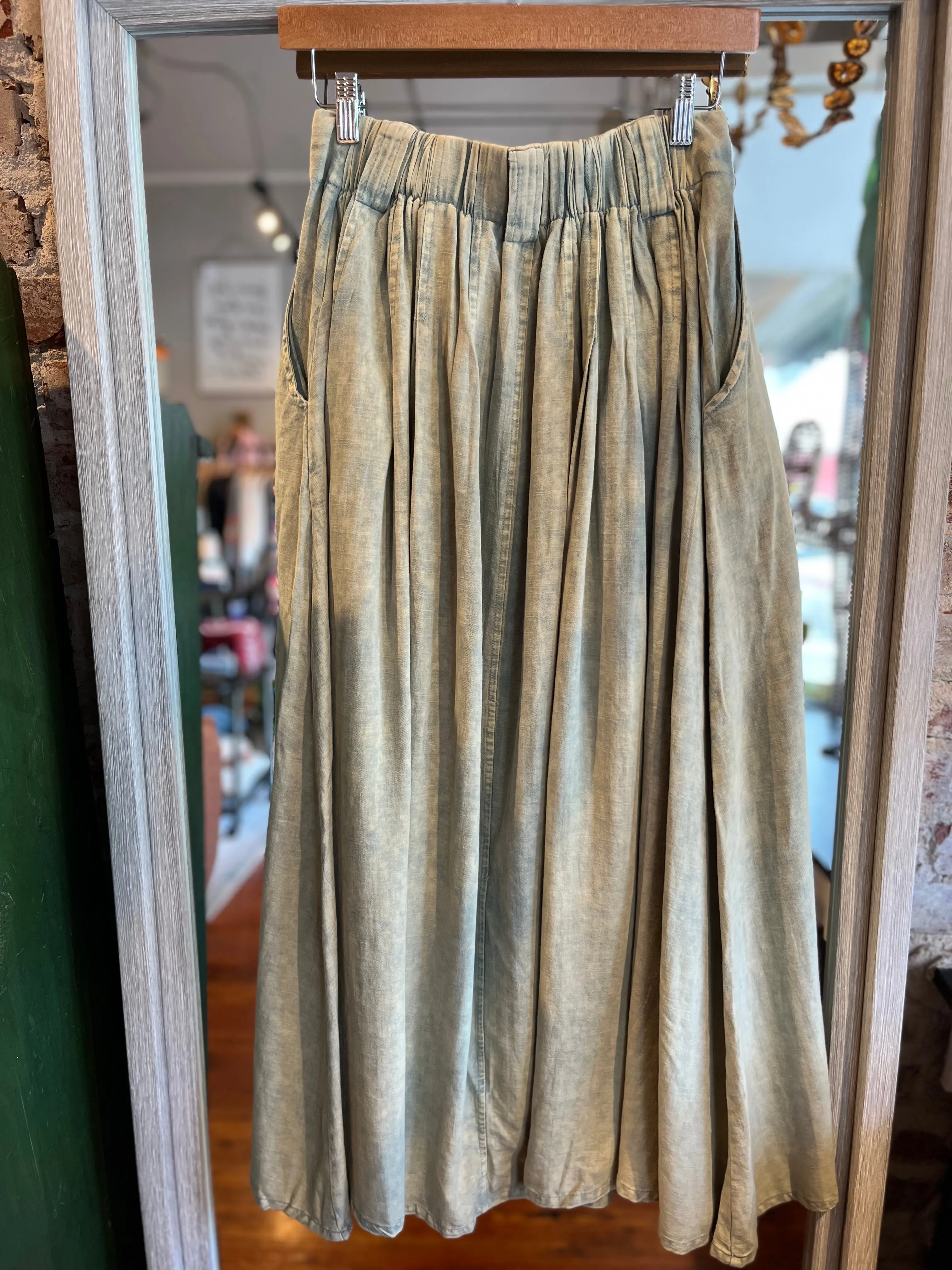 Mint Pleated Maxi Skirt