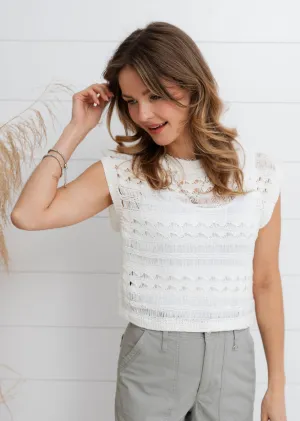 Mixed Stripe Open Weave Sweater Vest