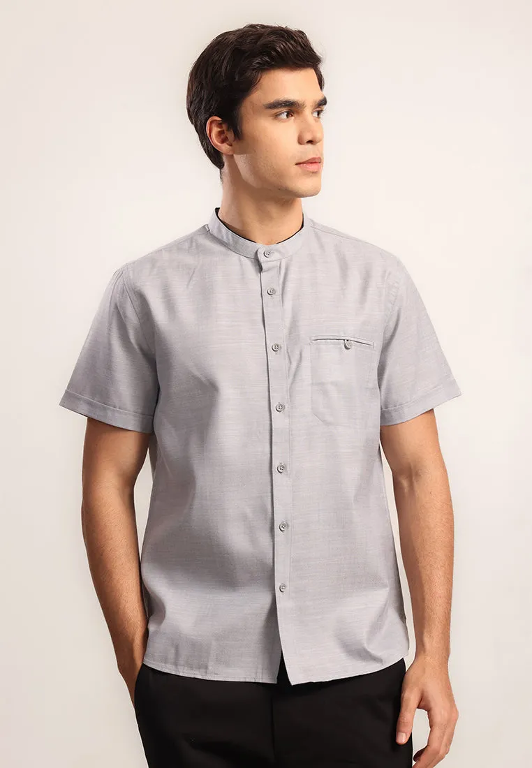 MOC Kemeja Shanghai Lengan Pendek Pria Abbari B - Grey