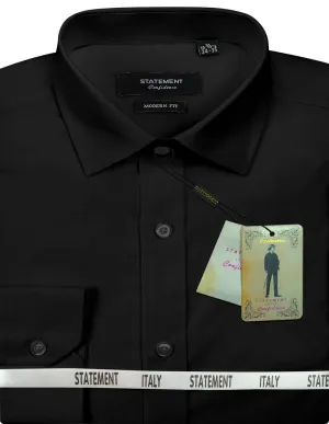 MODERN FIT BLACK BASIC DRESS SHIRT