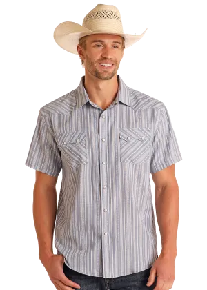 Modern Vintage Jacquard Striped Short Sleeve Snap Shirt