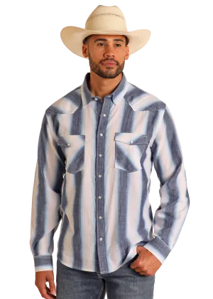 Modern Vintage Ombre Striped Long Sleeve Snap Shirt