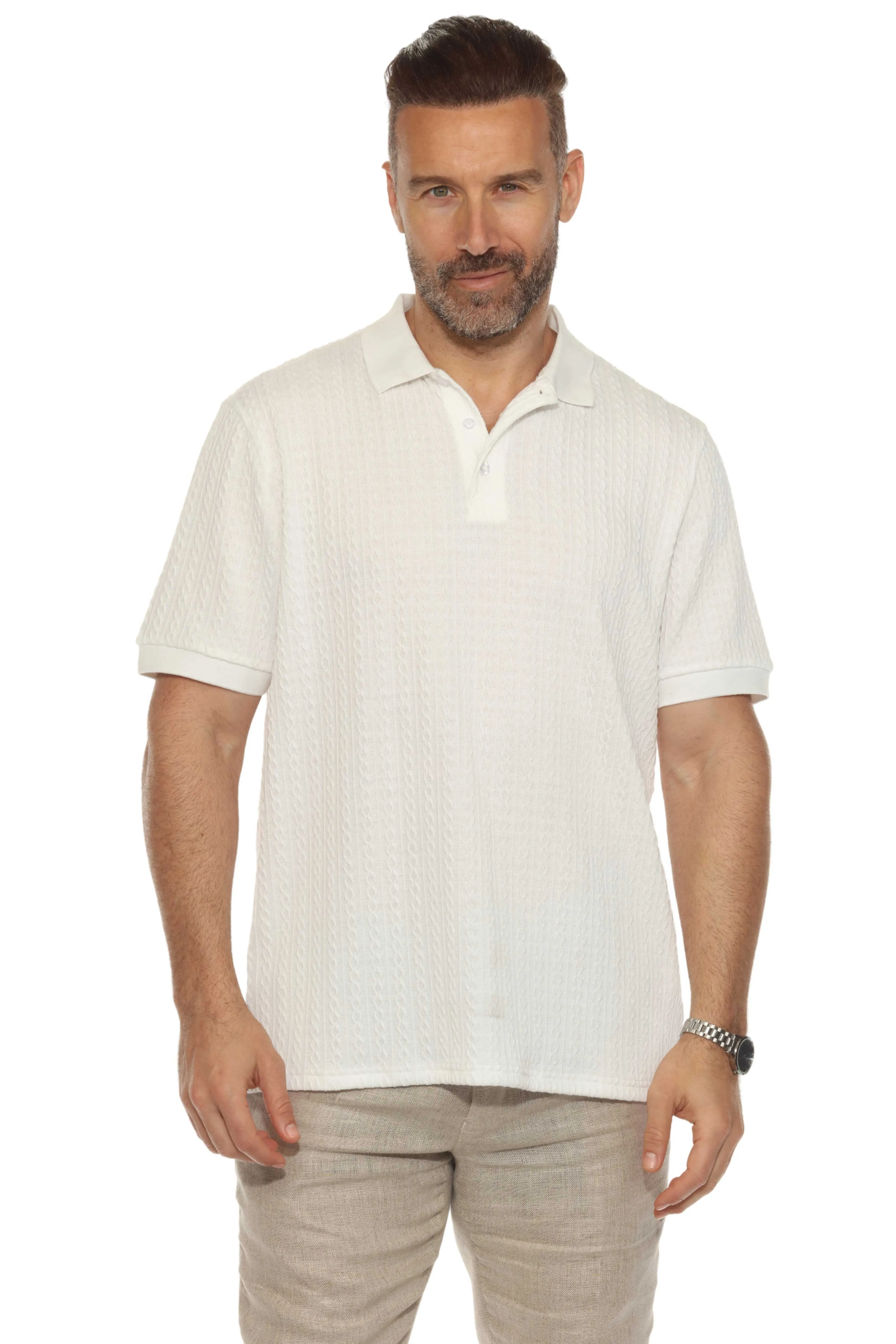 Mojito Mens Premium Stylish Polo Shirt with Modern Textured Cable Knit Pattern