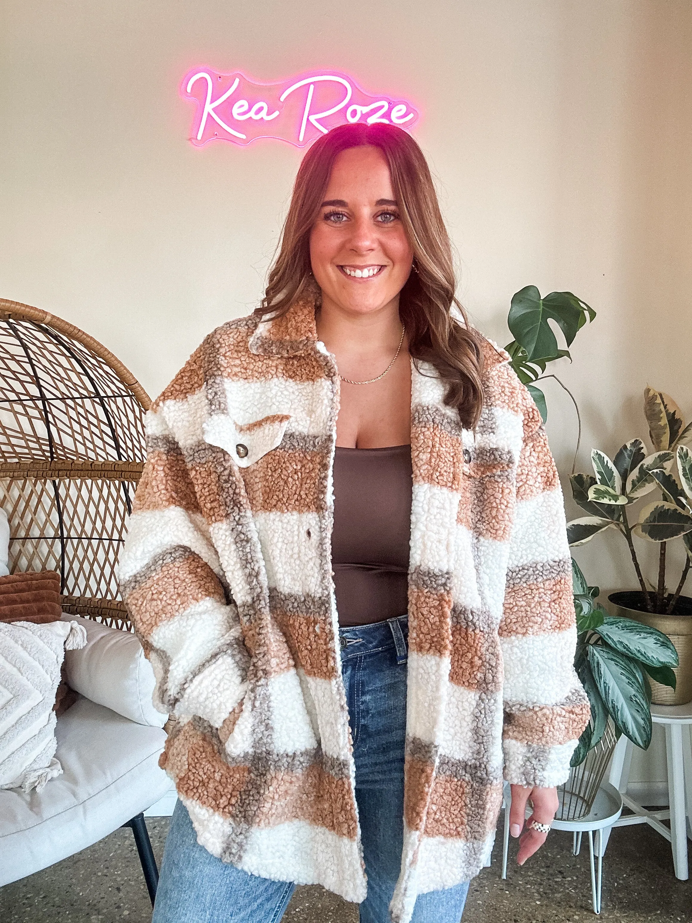 MY TYPE SHERPA JACKET-RUST MIX