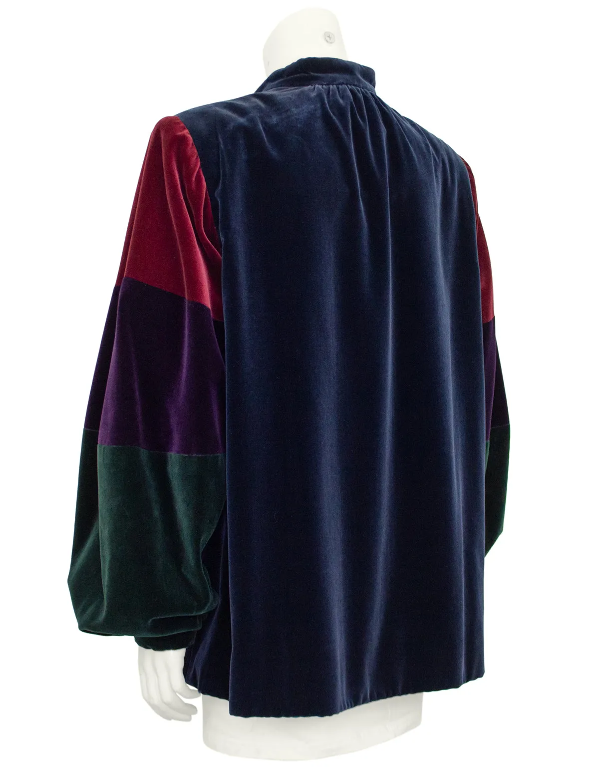 Navy Blue, Green and Red Velvet Smock Jacket