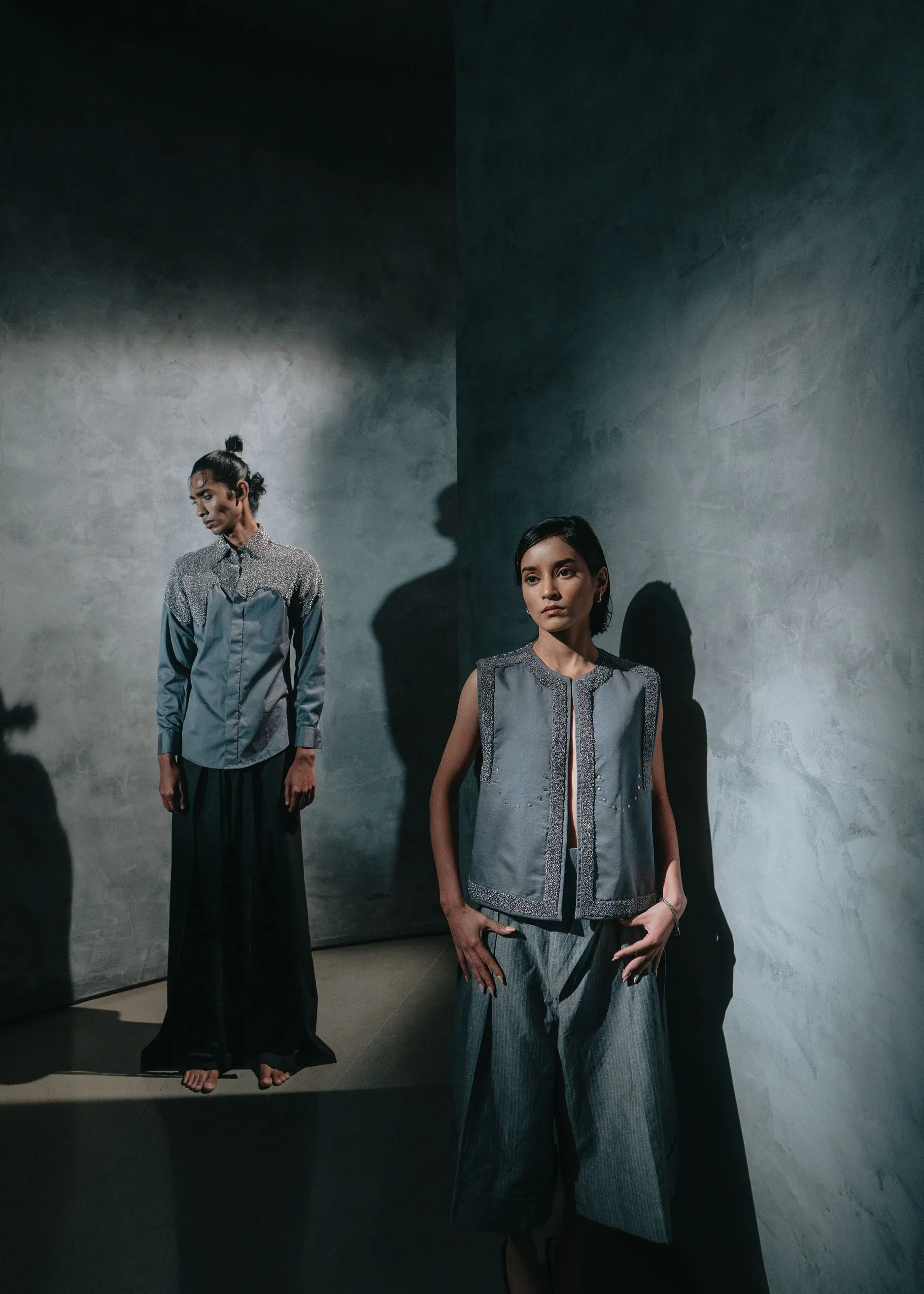 New Season Summer to Fall 2024--Jacket Coat Embroidered Cotton Midnight Grey-CH2/05-Senso-Fashion Edit Hemji