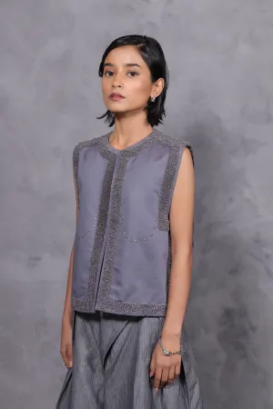 New Season Summer to Fall 2024--Jacket Coat Embroidered Cotton Midnight Grey-CH2/05-Senso-Fashion Edit Hemji