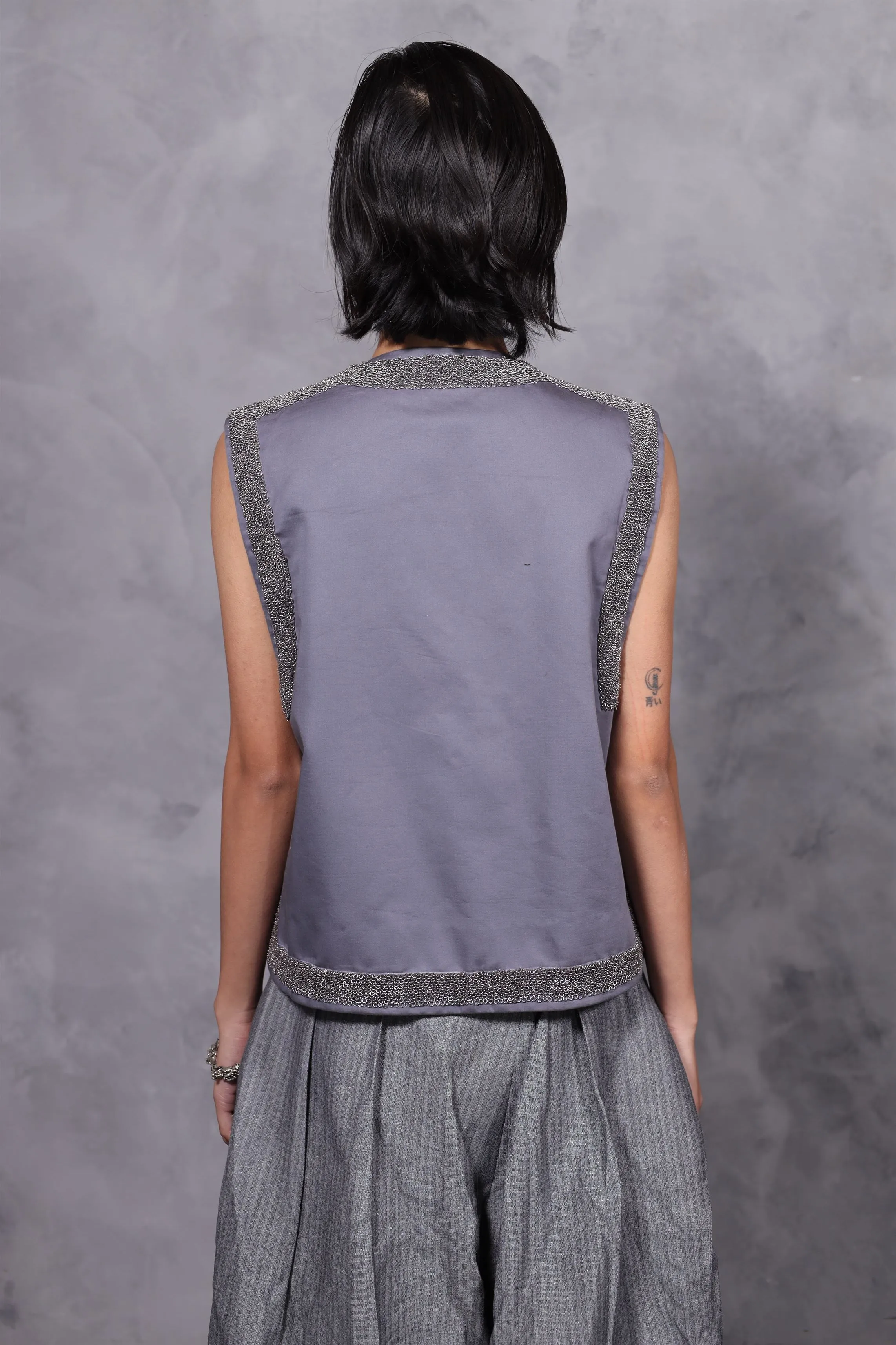 New Season Summer to Fall 2024--Jacket Coat Embroidered Cotton Midnight Grey-CH2/05-Senso-Fashion Edit Hemji
