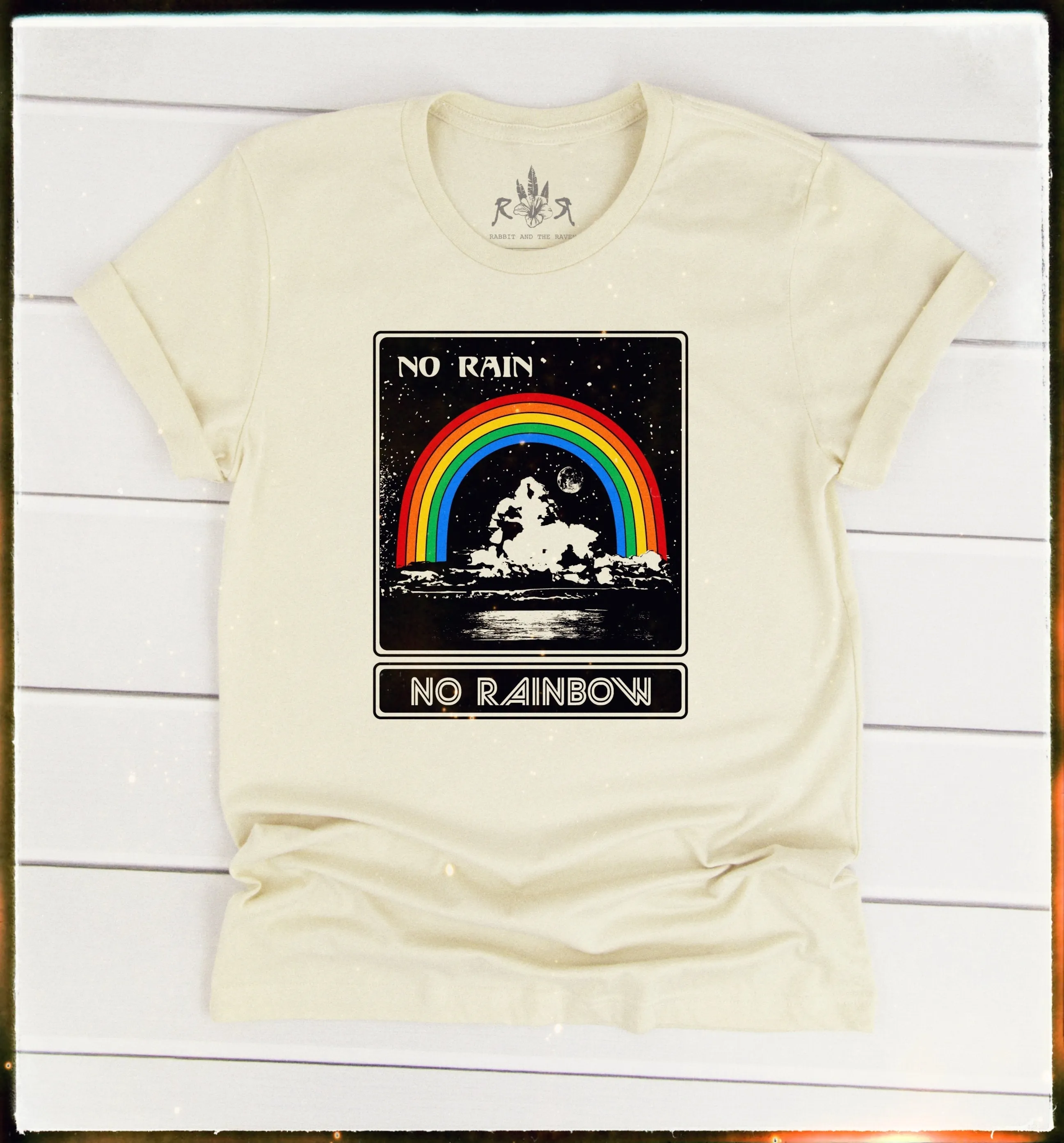No Rain No Rainbow Tee - Soft Cream