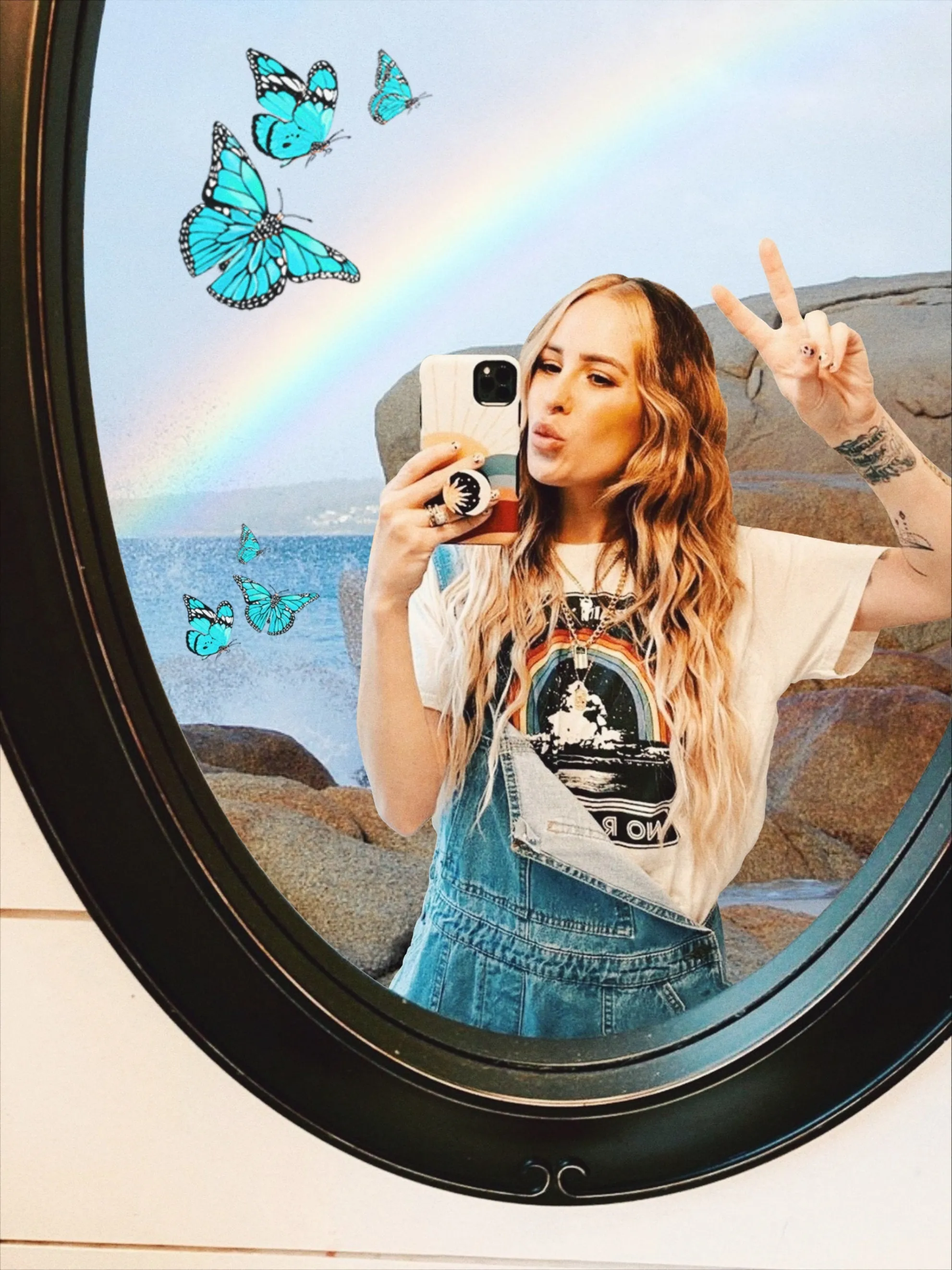 No Rain No Rainbow Tee - Soft Cream