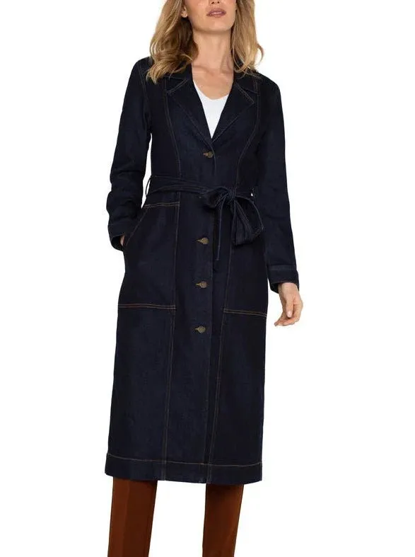 Notch Collar Belted Duster Jacket