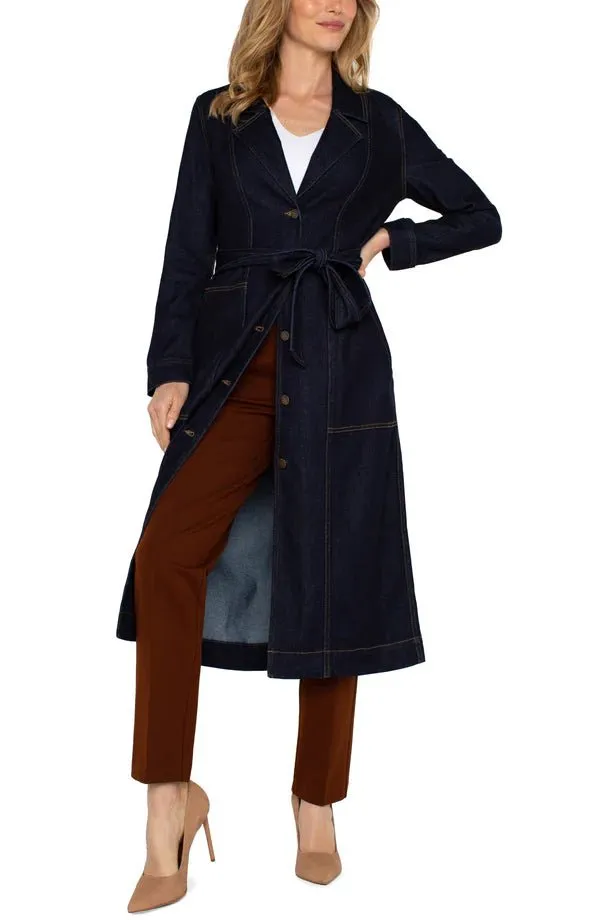 Notch Collar Belted Duster Jacket