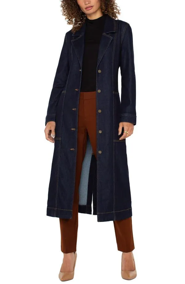 Notch Collar Belted Duster Jacket