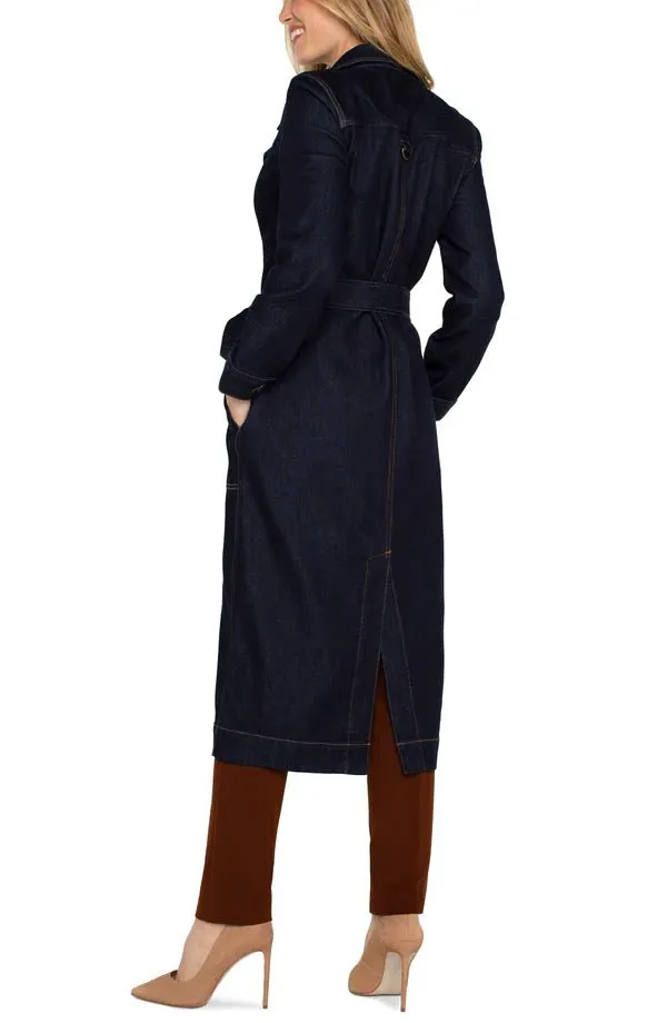 Notch Collar Belted Duster Jacket