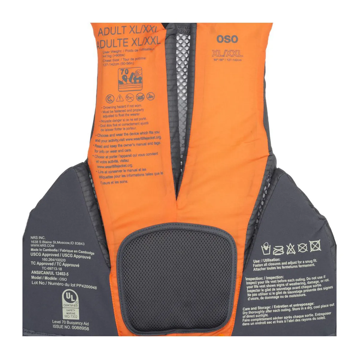 NRS Oso PFD Charcoal X-Large/XX-Large