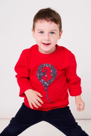 Number Balloon Red T-Shirt in Choice of Liberty Print