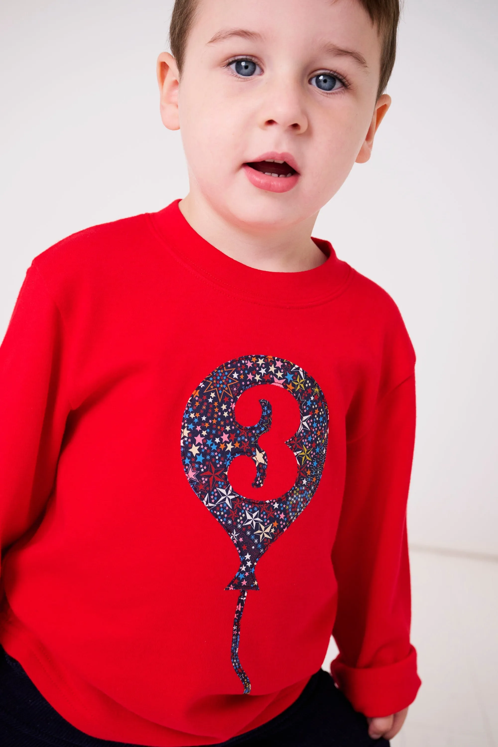 Number Balloon Red T-Shirt in Choice of Liberty Print