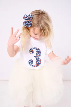Number White T-Shirt in Ethan's Party Liberty Print