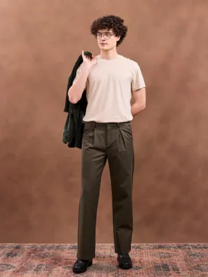 Olive Plain Korean Loose Pants