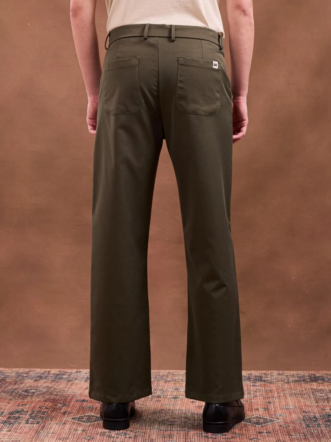 Olive Plain Korean Loose Pants
