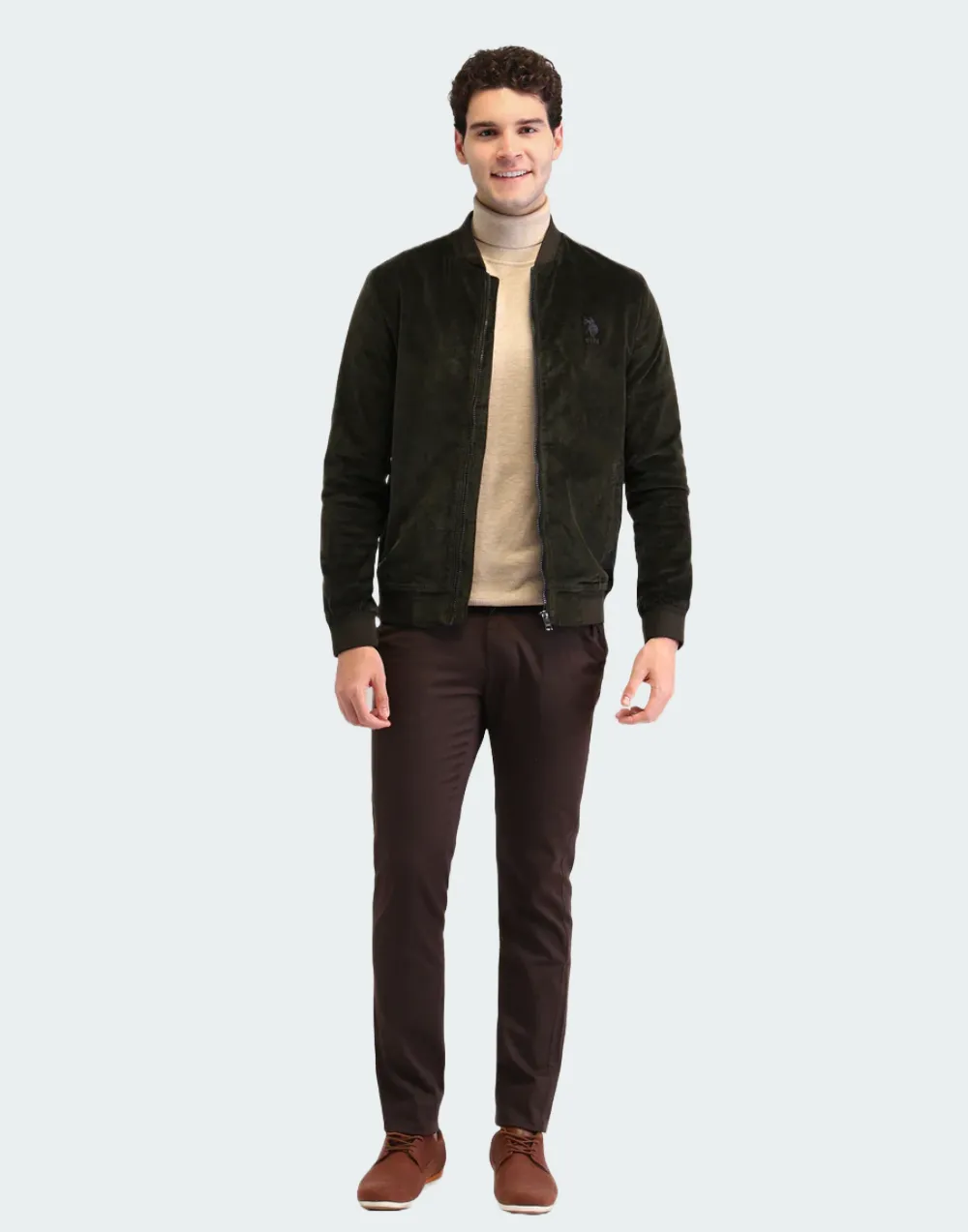 Olive Textured Regular Fit Jacket