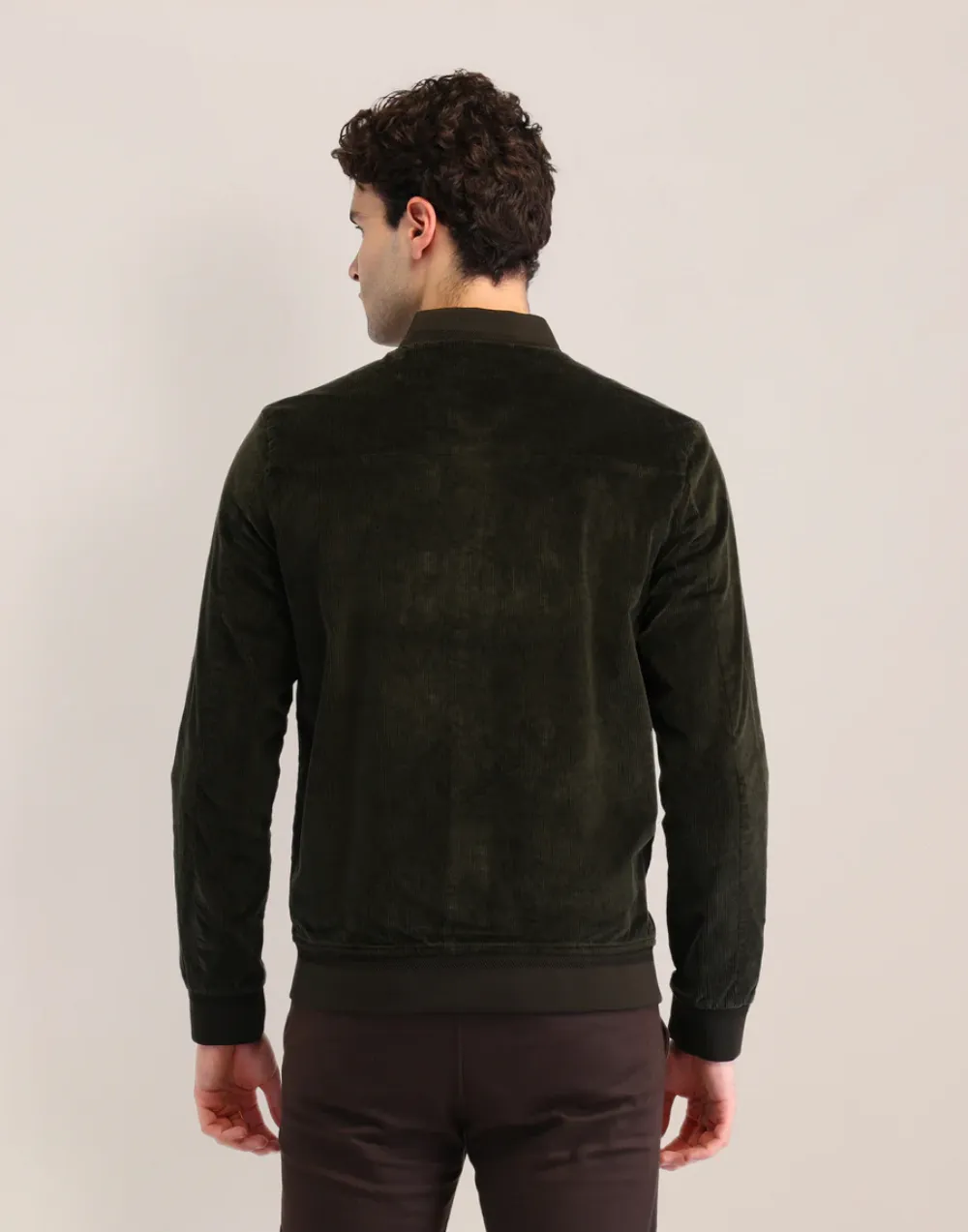 Olive Textured Regular Fit Jacket