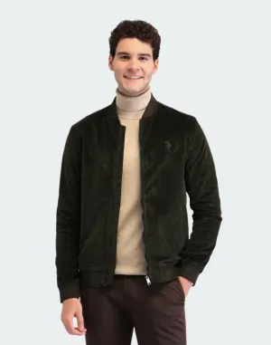 Olive Textured Regular Fit Jacket