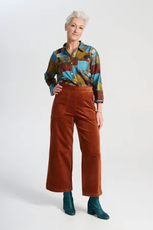 Peggy Lou Pants Caramel in Velvet Corduroy