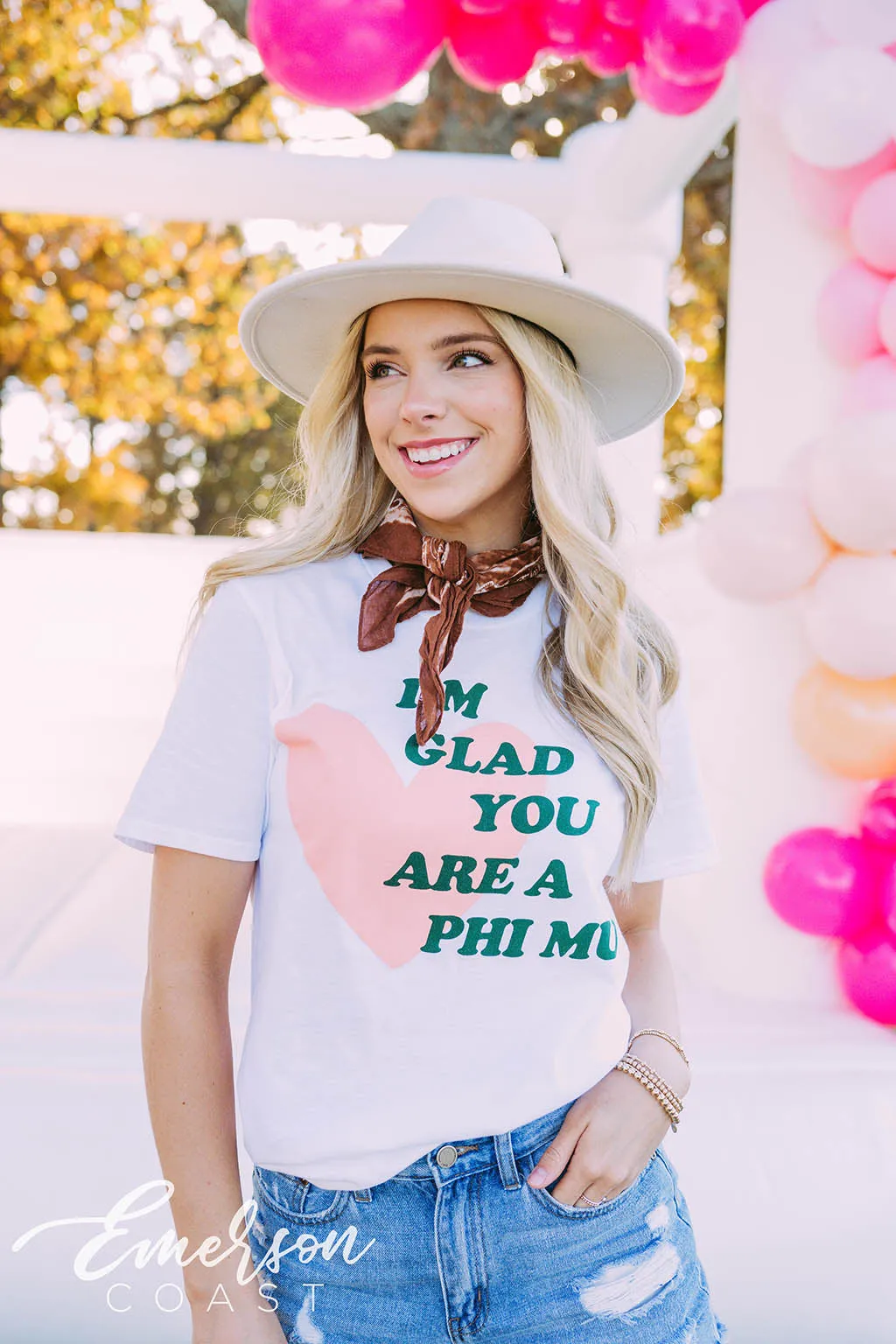 Phi Mu PR I'm Glad You Are A Phi Mu Heart Tee