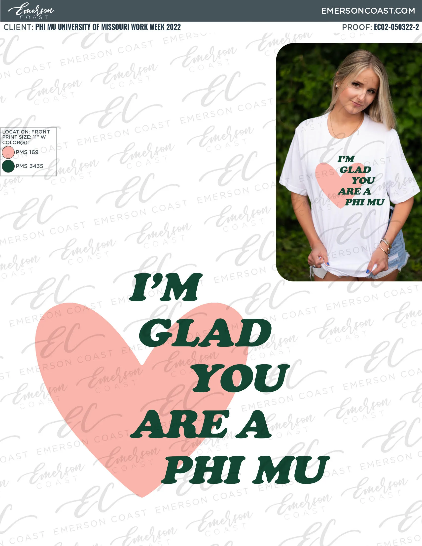 Phi Mu PR I'm Glad You Are A Phi Mu Heart Tee