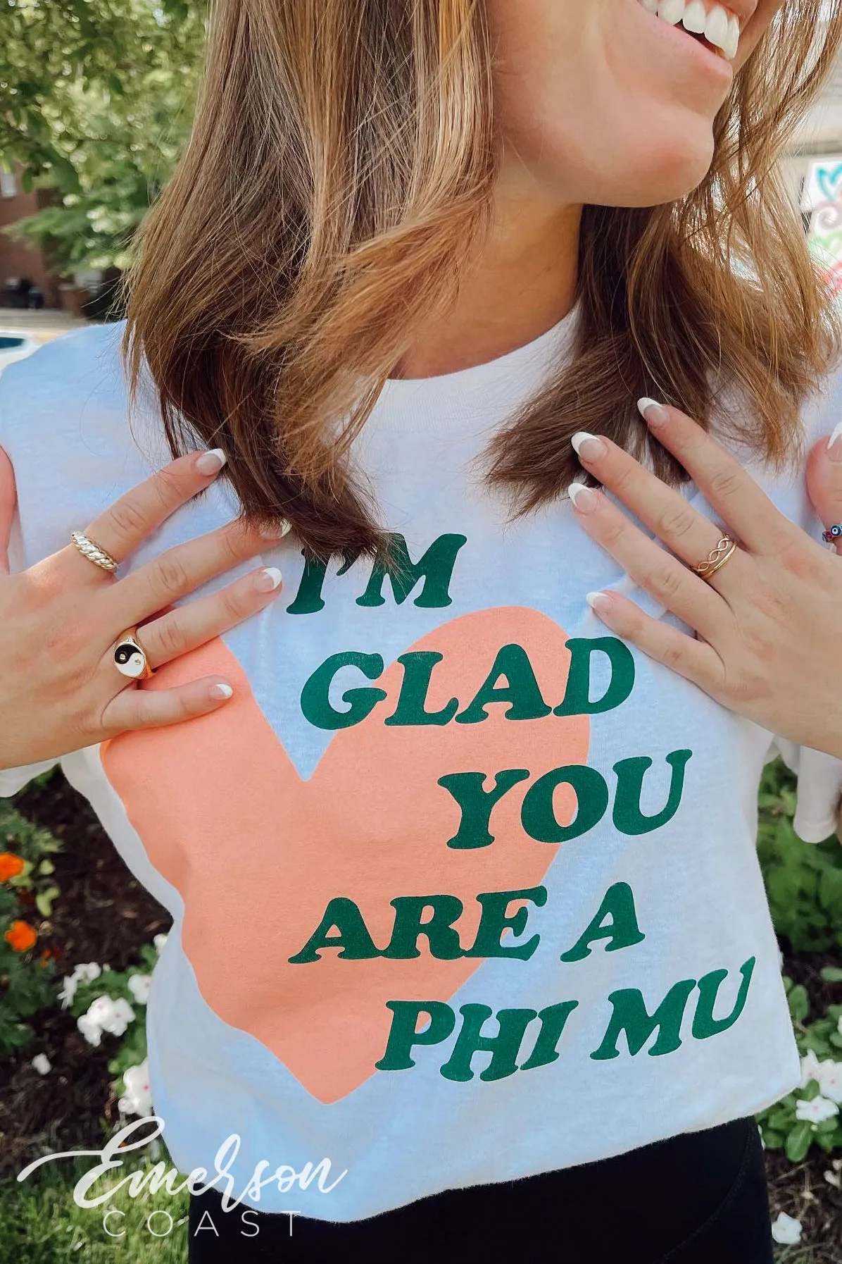 Phi Mu PR I'm Glad You Are A Phi Mu Heart Tee