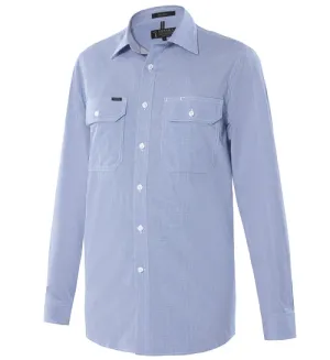 Pilbara Men's Yarn-Dyed Check, Dual Pocket, Long Sleeve Shirt - 2 Colours