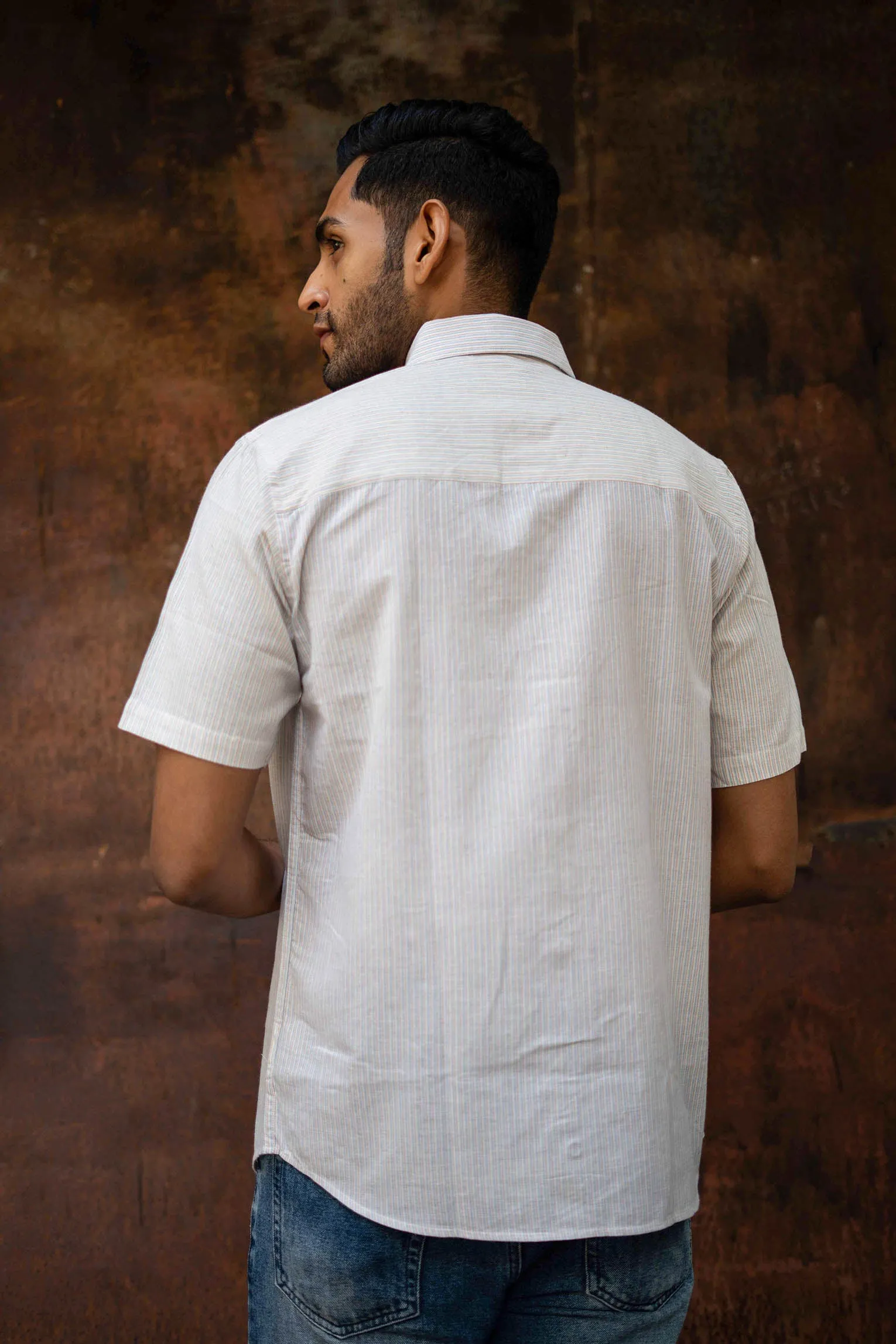 Pink and Blue Stripes · Button Down Collar · Half Sleeve Shirt