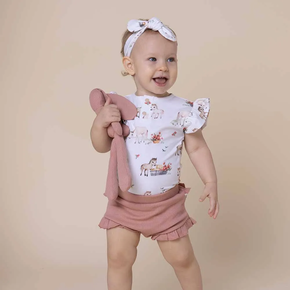 Pony Pals Short Sleeve Organic Bodysuit with Frill