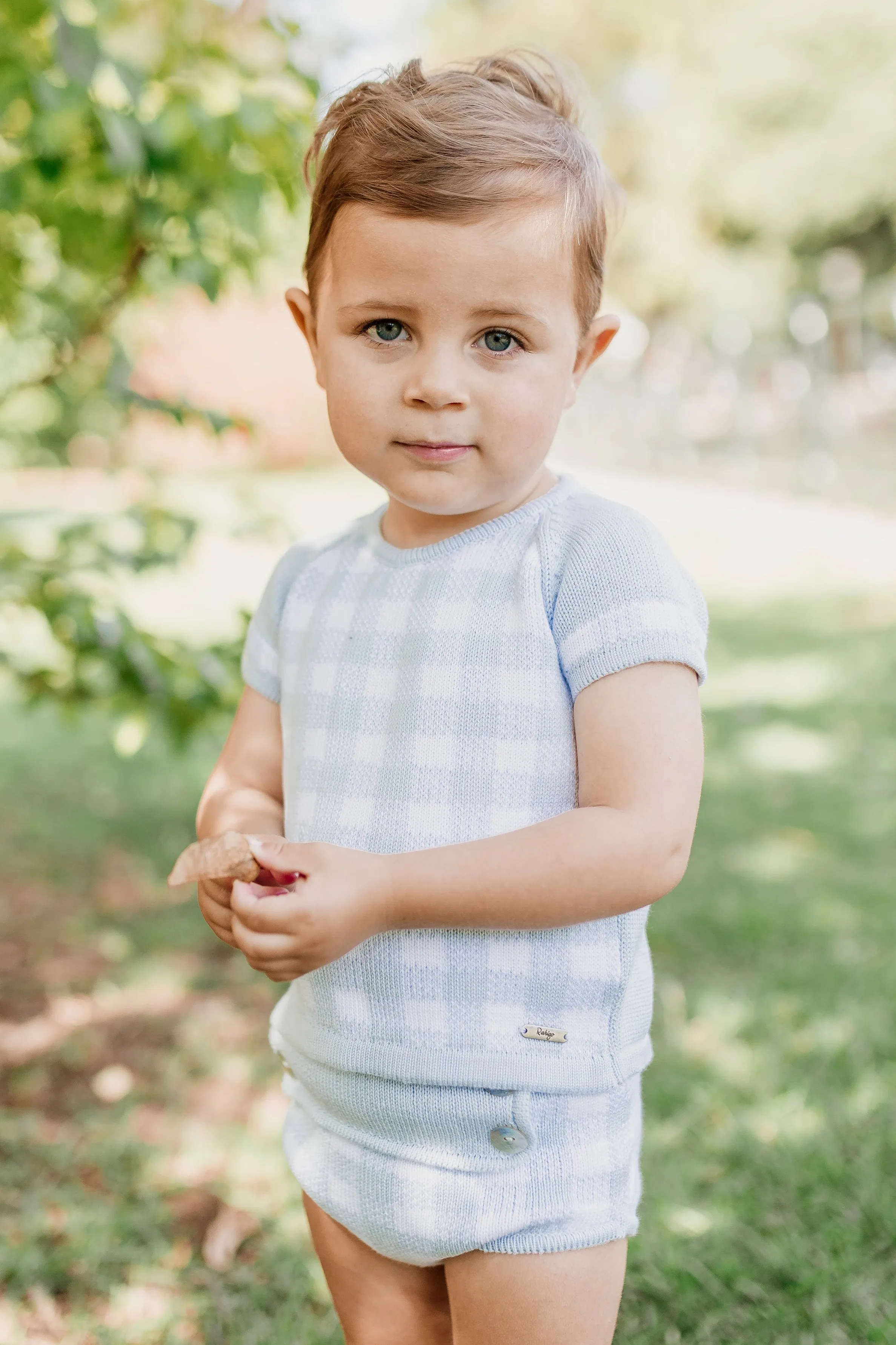 PREORDER "Frederick" Baby Blue Gingham Knit Top & Jam Pants