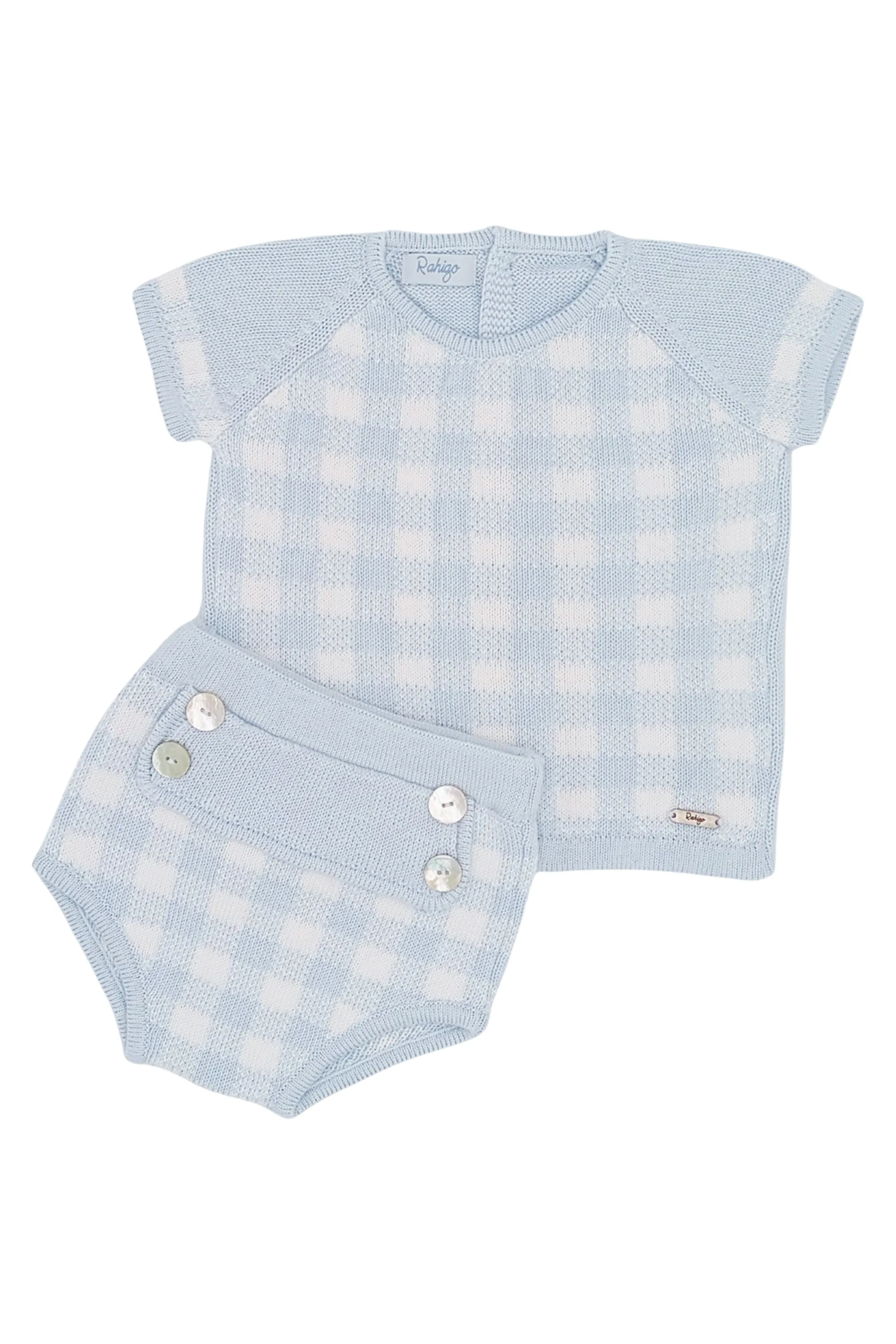 PREORDER "Frederick" Baby Blue Gingham Knit Top & Jam Pants