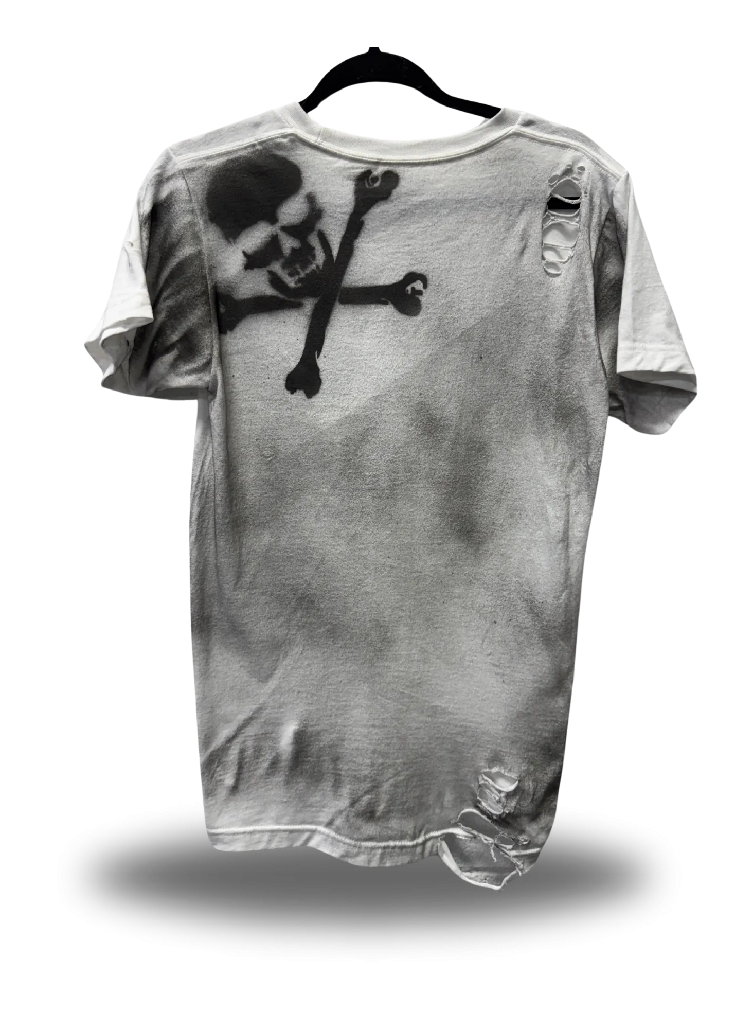 PUNK SHOULDER SKULL ROAD RASH WHITE TEE