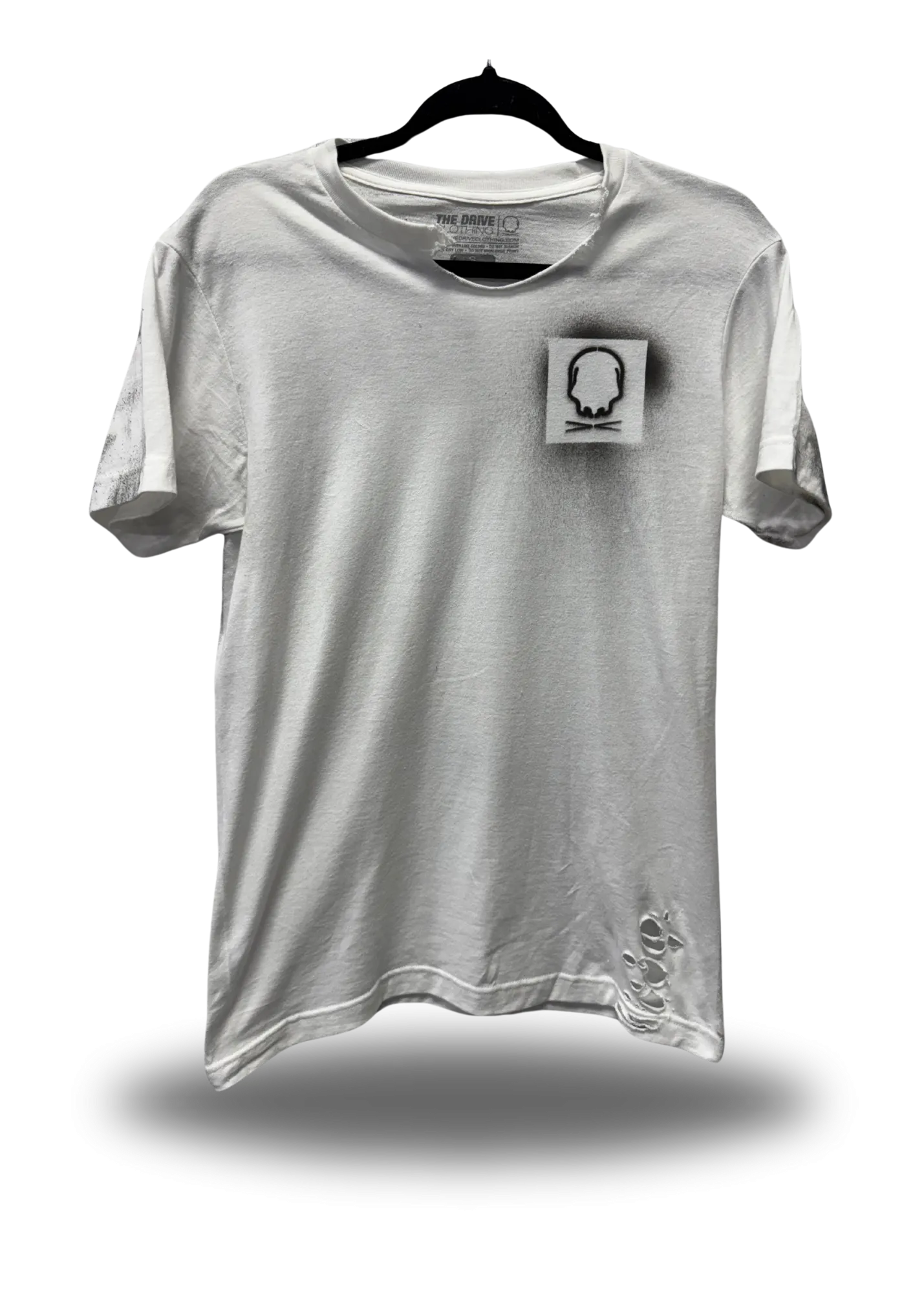 PUNK SHOULDER SKULL ROAD RASH WHITE TEE