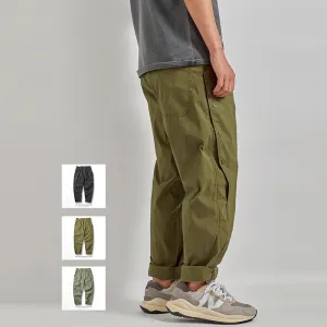 Quick-Drying Lightweight Cargo Pants: Fashionable Washed Elastic Waist Casual Loose Tapered Trousers