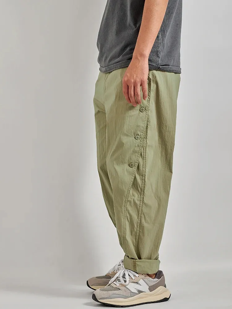 Quick-Drying Lightweight Cargo Pants: Fashionable Washed Elastic Waist Casual Loose Tapered Trousers