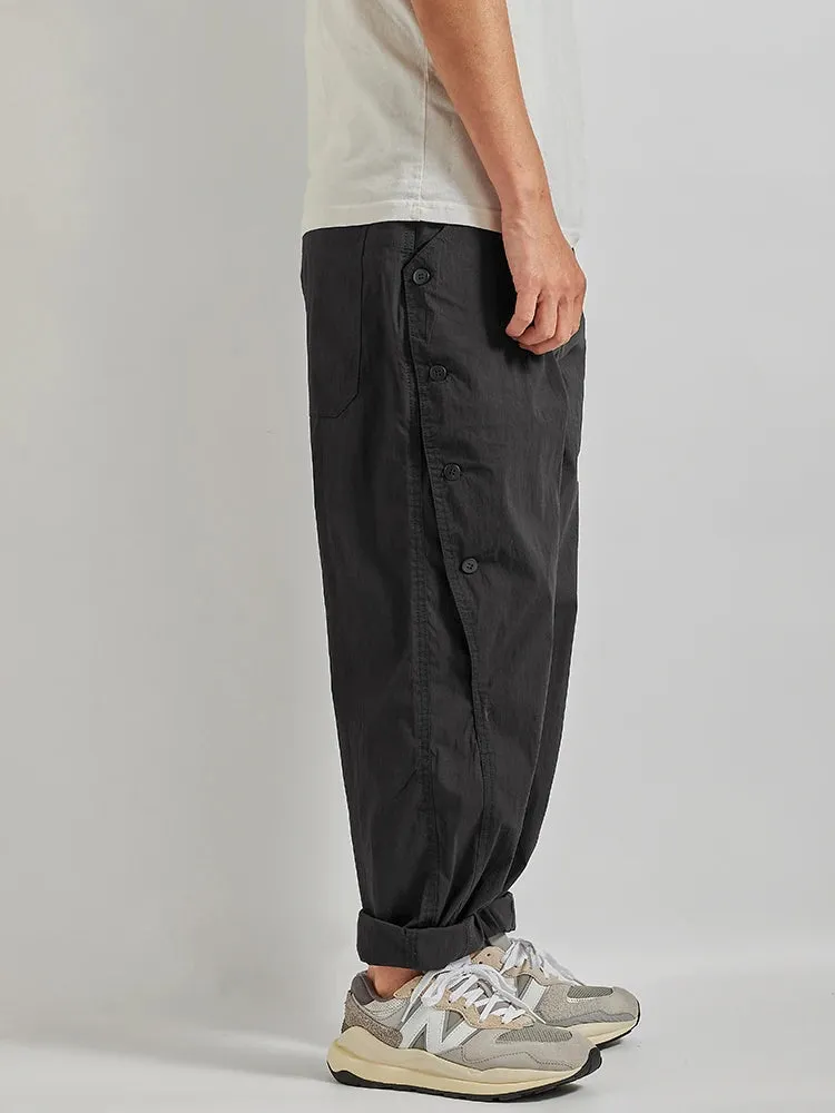 Quick-Drying Lightweight Cargo Pants: Fashionable Washed Elastic Waist Casual Loose Tapered Trousers