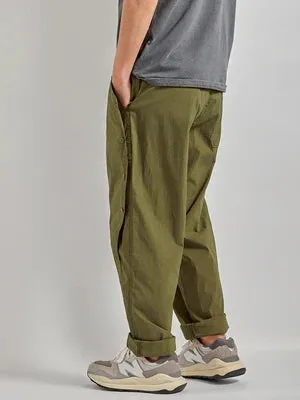 Quick-Drying Lightweight Cargo Pants: Fashionable Washed Elastic Waist Casual Loose Tapered Trousers