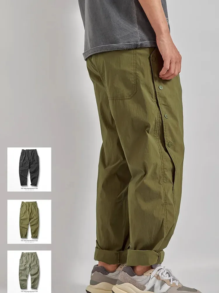 Quick-Drying Lightweight Cargo Pants: Fashionable Washed Elastic Waist Casual Loose Tapered Trousers