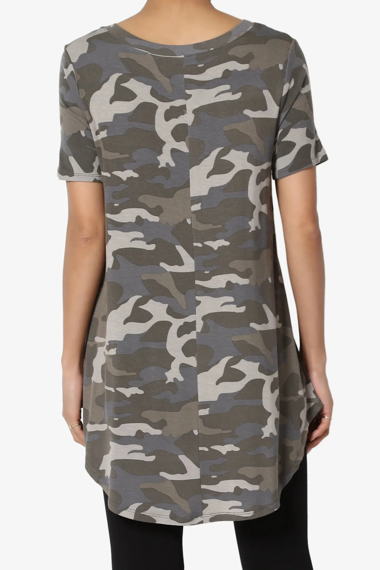 Quintana Camo V-Neck Short Sleeve Top