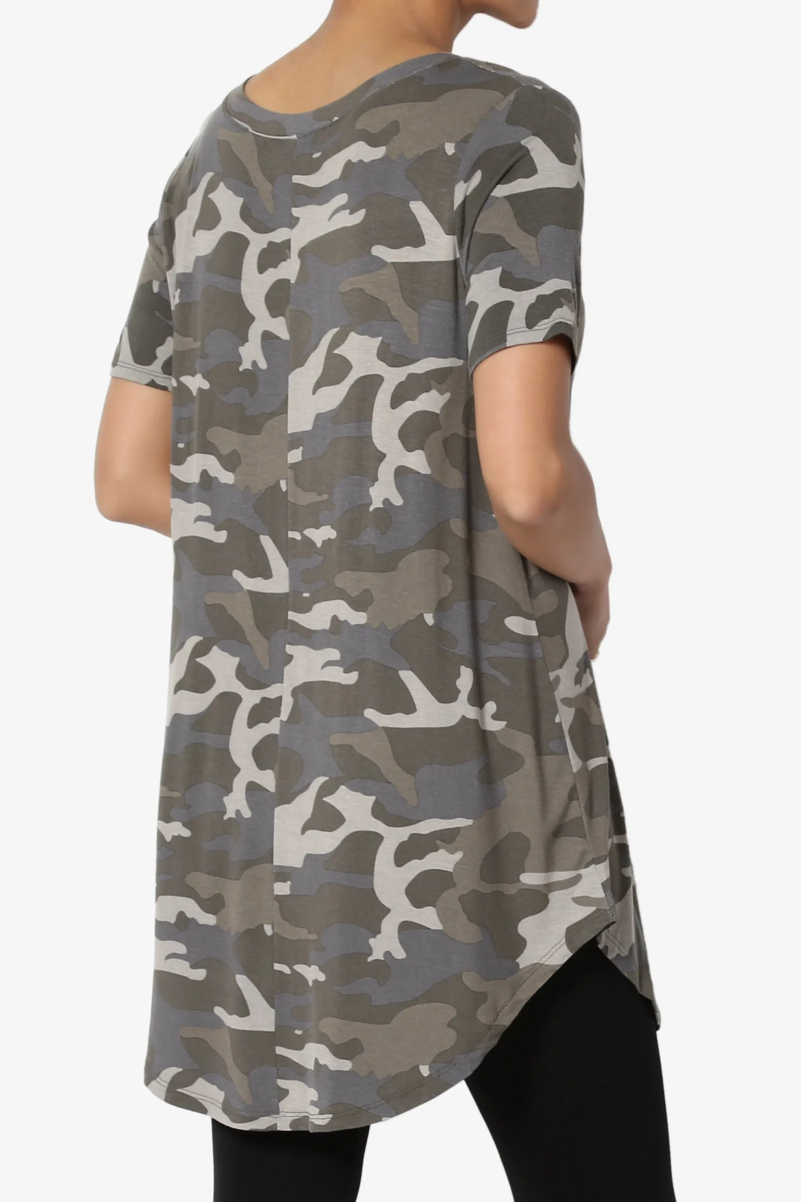 Quintana Camo V-Neck Short Sleeve Top