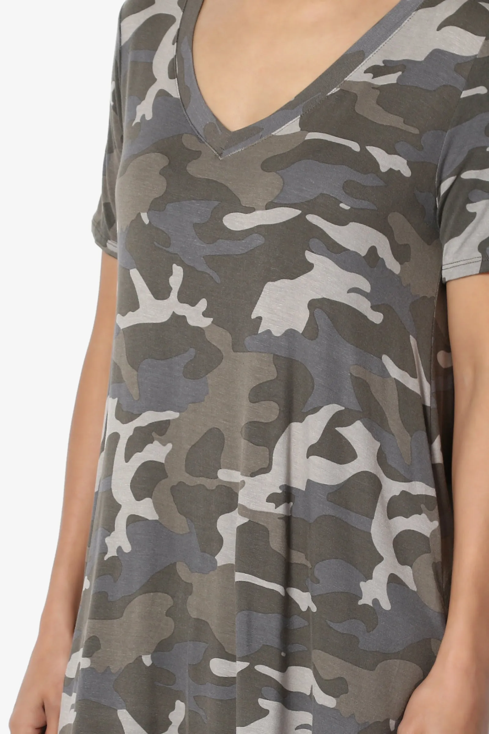Quintana Camo V-Neck Short Sleeve Top