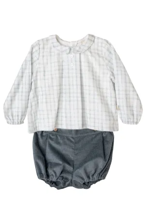 "Alvaro" Dusky Blue Check Shirt & Jam Pants