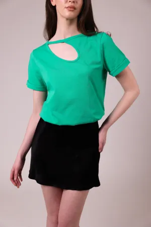 "The Stefanie"- Boyfriend Cut Out Detail T-shirt (Green)
