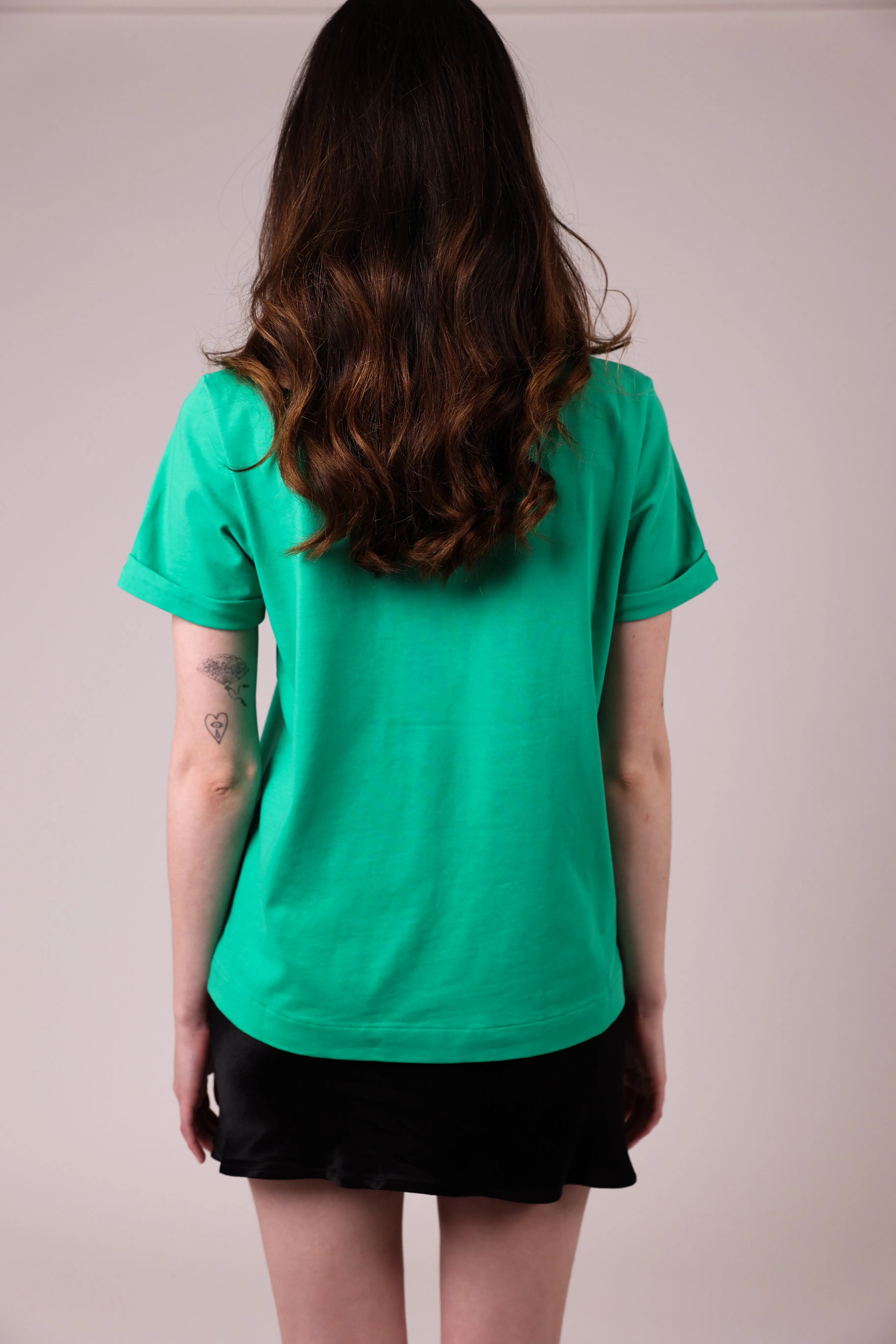 "The Stefanie"- Boyfriend Cut Out Detail T-shirt (Green)